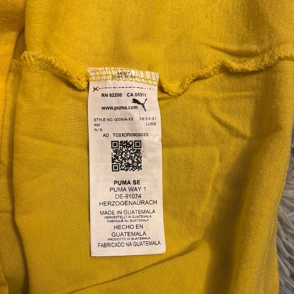 Puma Yellow and Black Short Sleeve Tee with Bold Logo - Picture 6 of 6